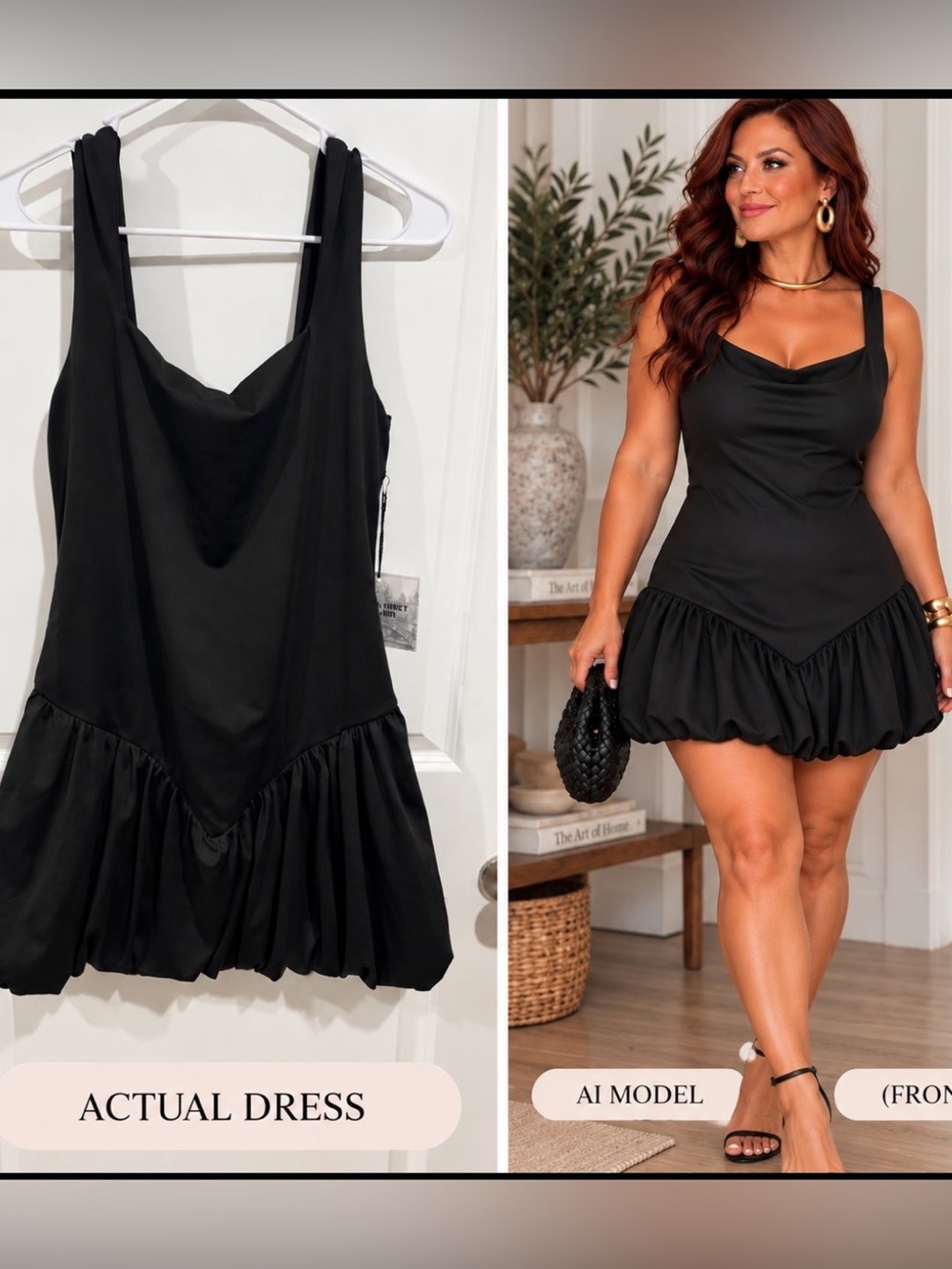 NWT Grand Street Studios Women's Versatile Black Bubble Hem Mini Dress sz XL